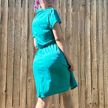 Load image into Gallery viewer, 80s Shiny Cerulean Dress
