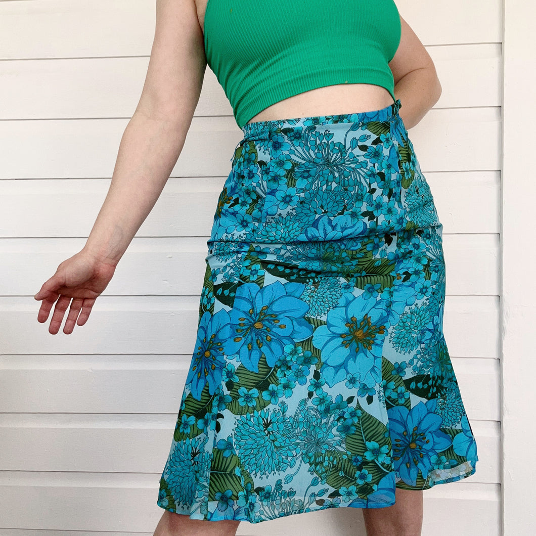 90s Floral Sheer Midi Skirt