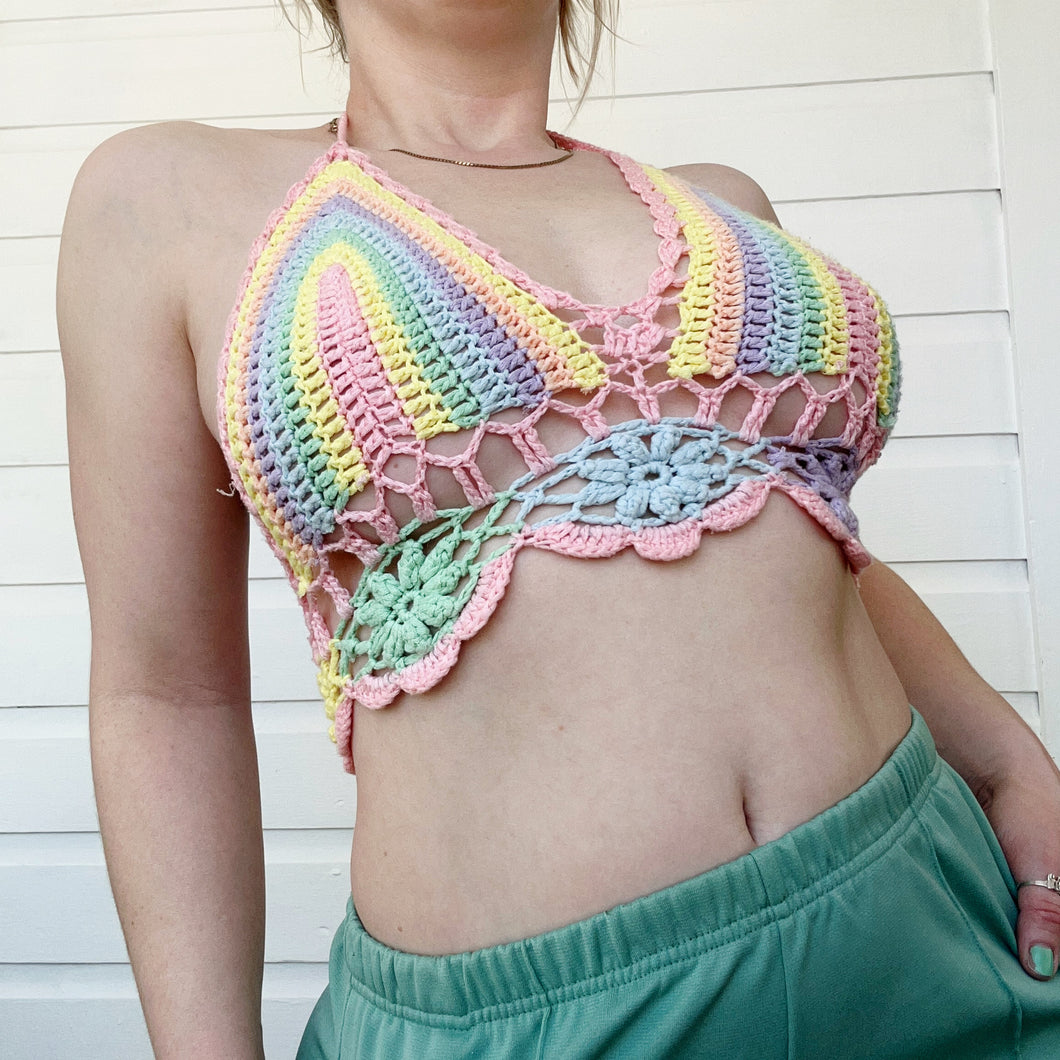 Pastel Rainbow Crochet Top