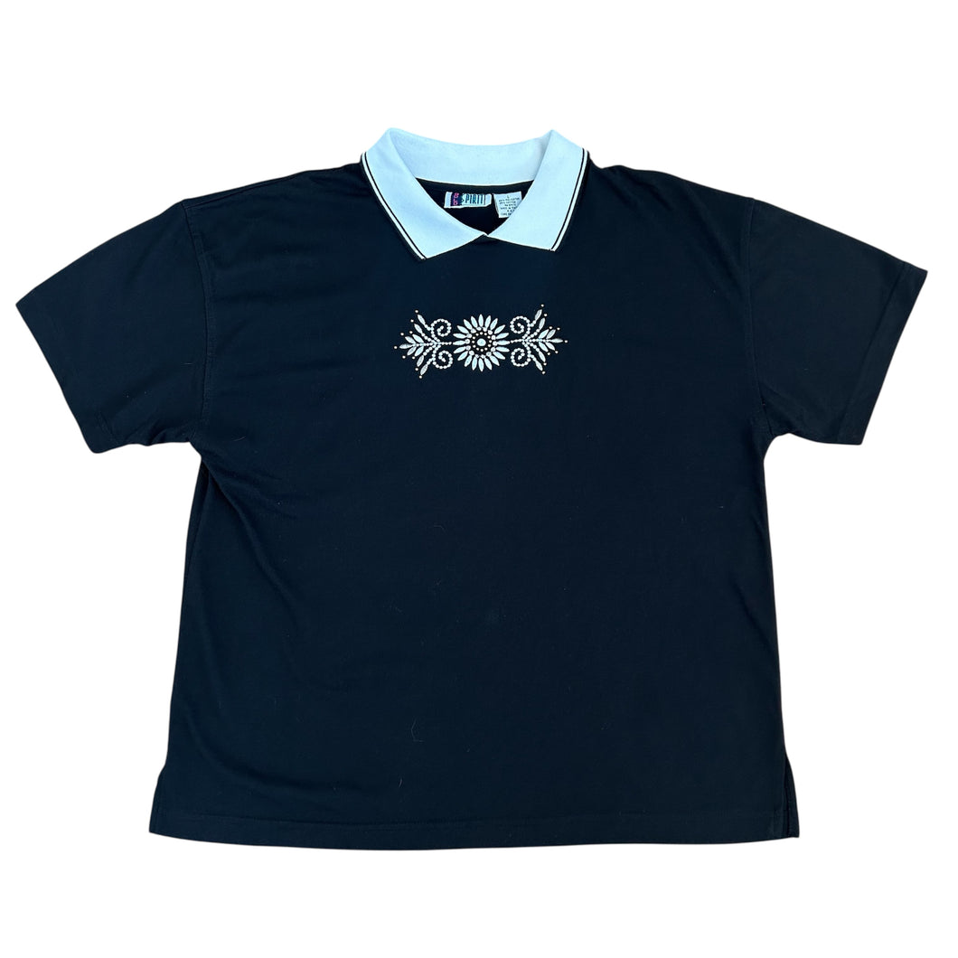 90s Collared Flower Top