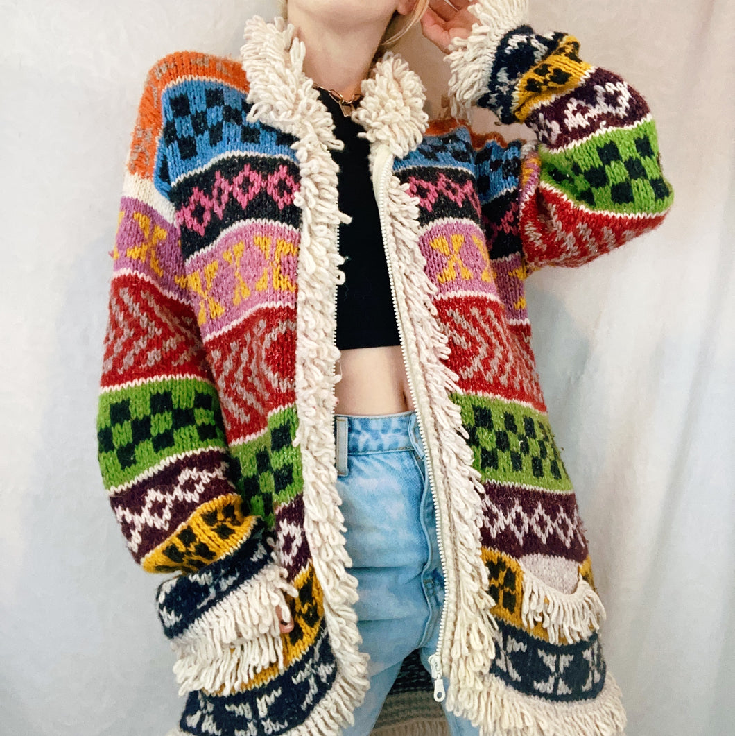 Rainbow Knitted Hippie Jacket