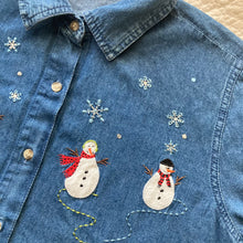Load image into Gallery viewer, Denim Snowman Button-Down

