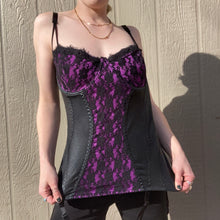 Load image into Gallery viewer, Lacy Faux Leather Corset Top
