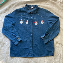 Load image into Gallery viewer, Denim Snowman Button-Down
