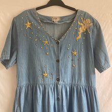 Load image into Gallery viewer, 80s Denim Rhinestone Cherub Dress
