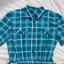 Load image into Gallery viewer, Aqua Gold Accent Plaid Dress
