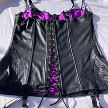 Load image into Gallery viewer, Lacy Faux Leather Corset Top
