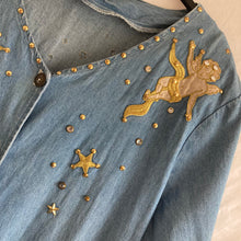 Load image into Gallery viewer, 80s Denim Rhinestone Cherub Dress
