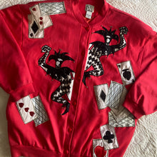 Load image into Gallery viewer, 80s Beaded Casino Jester Cardigan
