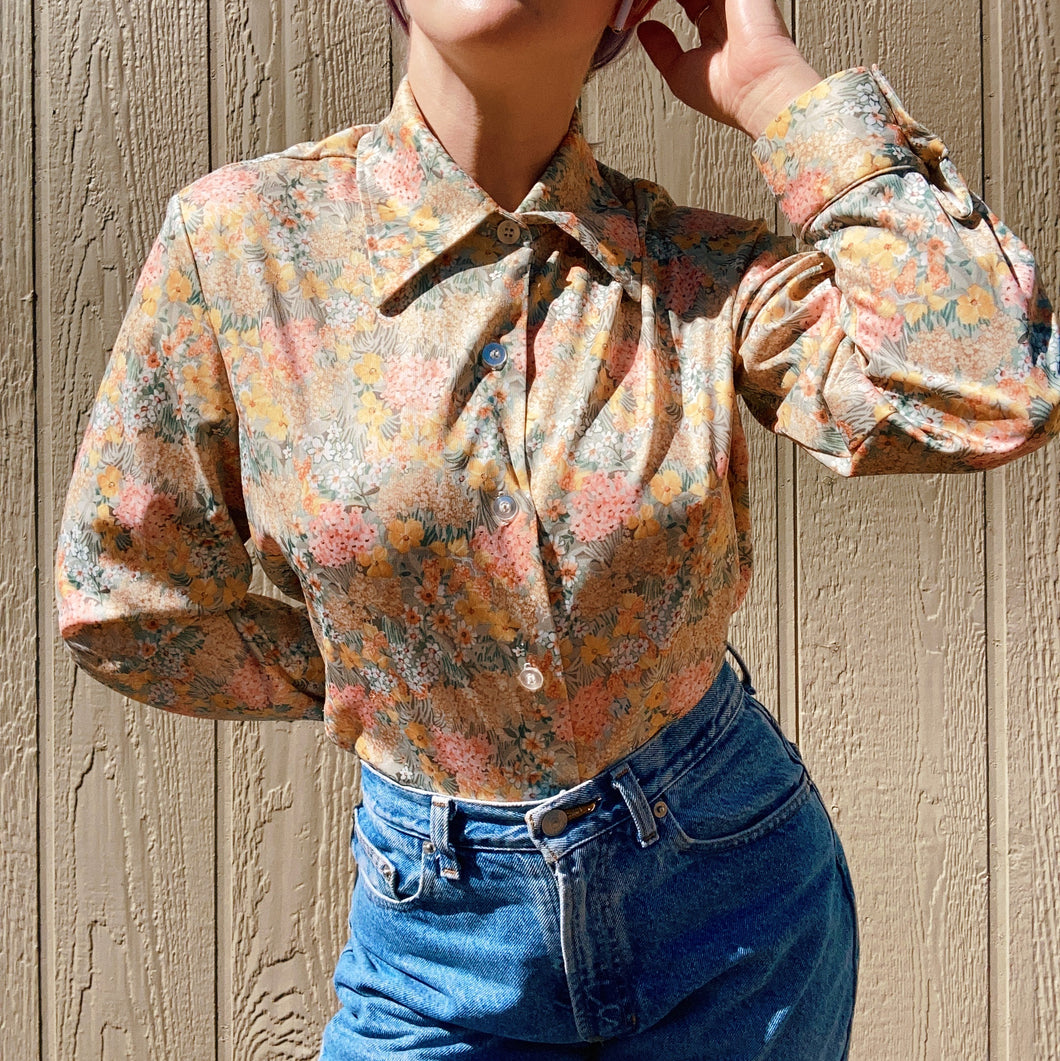 70s Floral Button-Down