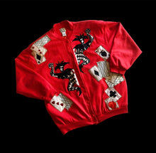 Load image into Gallery viewer, 80s Beaded Casino Jester Cardigan
