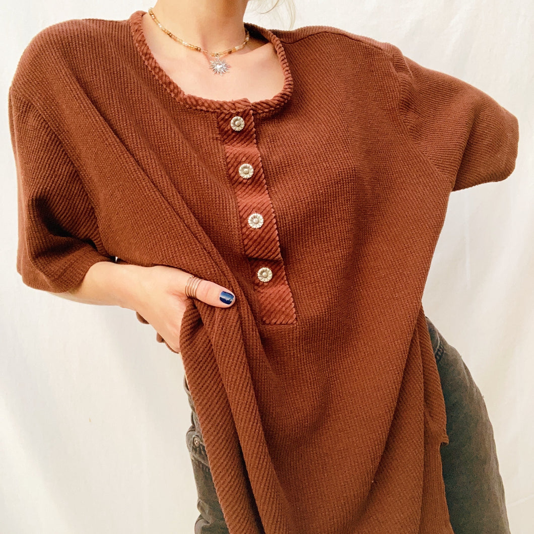 Earthy Sunflower Button Tee