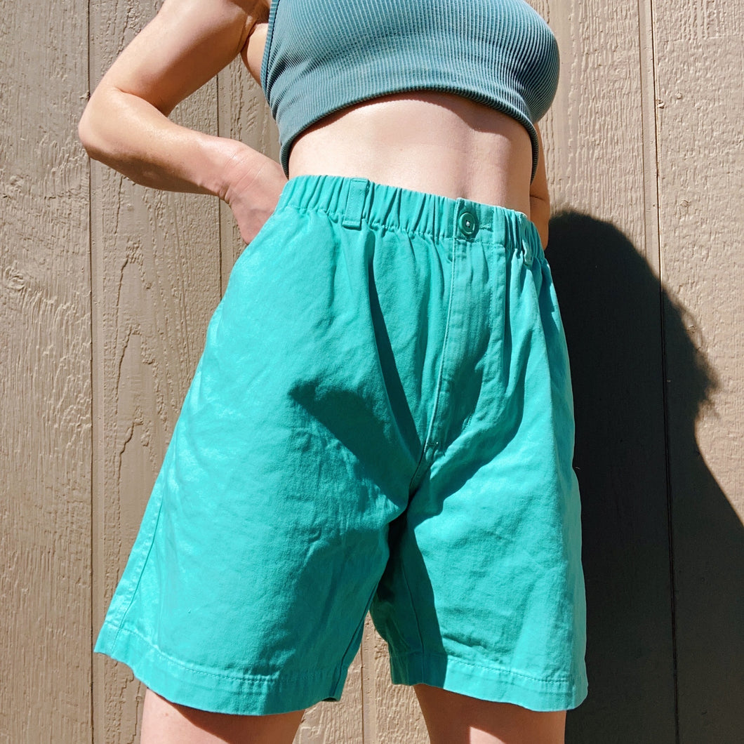 90s Hi-Waist Teal Shorts